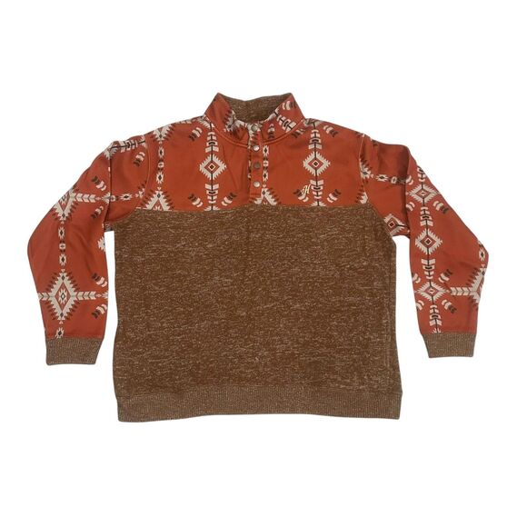 Hooey Other - Hooey Pullover Sweater Mens Extra Large Brown Aztec 1/4 Snap Western Outfitter